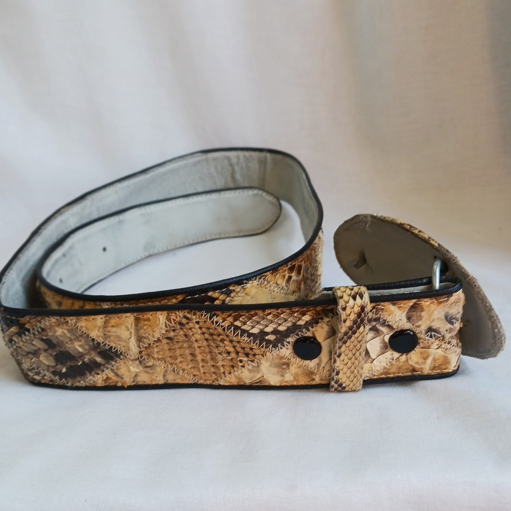 Vintage Genuine Python Skin Patchwork Belt Cowboy… - image 3